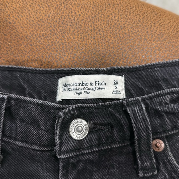 Abercrombie & Fitch Black Jean Shorts Frayed Hem - Picture 2 of 3
